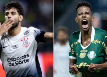 ogadores de Corinthians e Palmeiras comemorando durante o Campeonato Paulista 2025